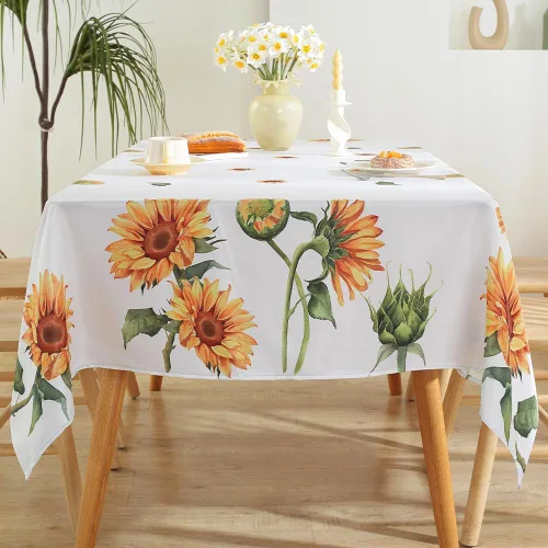 Miniatura 4 de Mantel rectangular de verano de 60 x 84 pulgadas, mantel floral de girasol, a prueba de derrames, lavable, resistente a las arrugas, acuarela