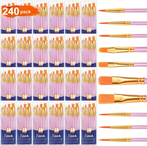 Miniatura 14 de ESRICH Juego de pinceles de pintura acrílica, 16 paquetes/160 unidades, cabezal de cepillo de nailon, adecuado para acrílico, óleo, acuarela, cuerpo