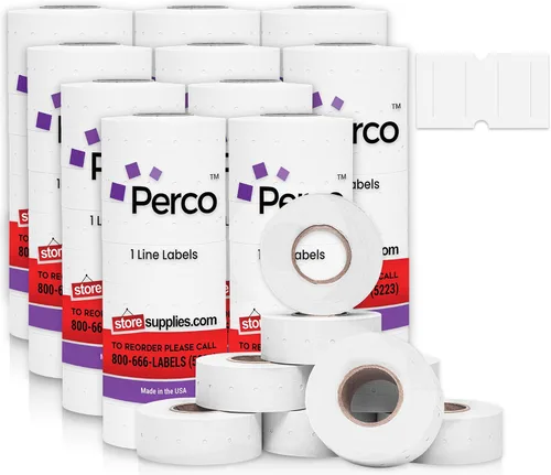 Miniatura 33 de Etiquetas azules Perco de 1 línea - 8 rollos, 1 funda, 8,000 etiquetas en blanco para pistolas de precio y fecha de 1 línea Perco - Fabricadas