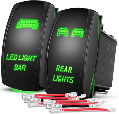 Miniatura 35 de Nilight NI-RS05 Interruptor basculante de barra de luz LED de 5 pines con láser, luces traseras, 20 A/12 V, 10 A/24 V, juego de cables de puente, 2