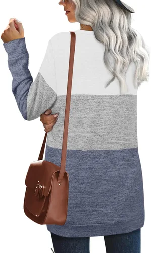 Miniatura 4 de OFEEFAN Sudaderas para mujer, cuello redondo, manga larga, lisas, a la moda, casuales