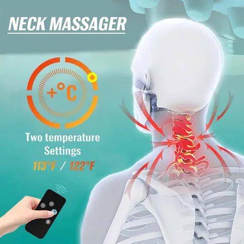 Miniatura 5 de Nuevo masajeador de cuello para alivio del dolor y relajación muscular, relajante portátil de cuello y hombros, almohadas eléctricas con calor