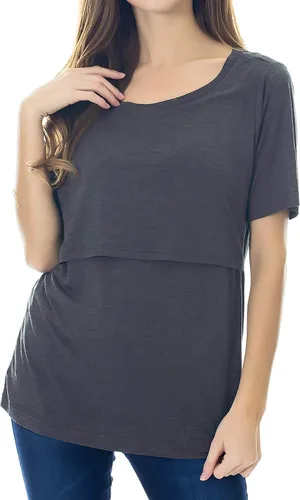 Miniatura 2 de Smallshow - Camisetas de mujer para maternidad, manga corta prendas de lactancia
