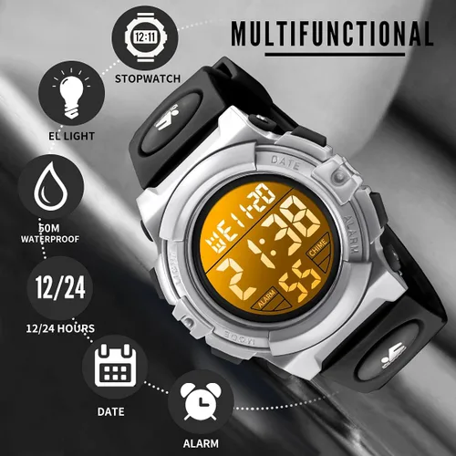 Miniatura 2 de Reloj analógico para niños, reloj para niños de 6 a 15 años, reloj digital para deportes al aire libre, multifuncional con cronógrafo LED 50 M