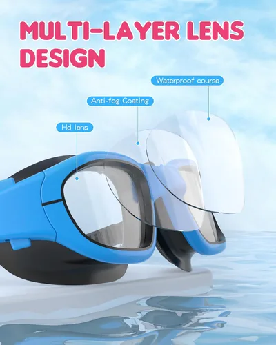 Miniatura 3 de Gafas de natación para niños, gafas de natación para niños de 6 a 14 años, gafas de piscina con protección UV antivaho para niños y niñas
