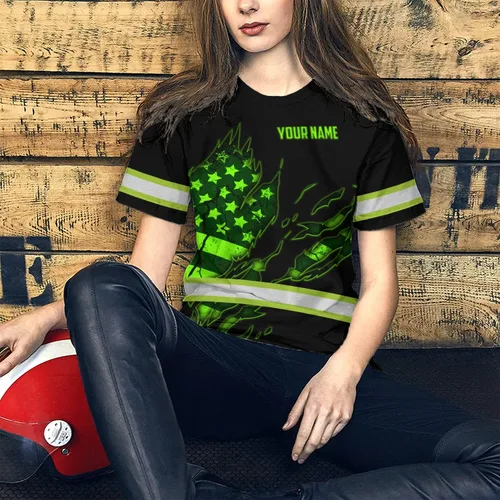 Miniatura 7 de Maddly Colección de ropa de trabajo de alta visibilidad con bandera de EE. UU. personalizada con nombre para trabajadores, corredores, camioneros