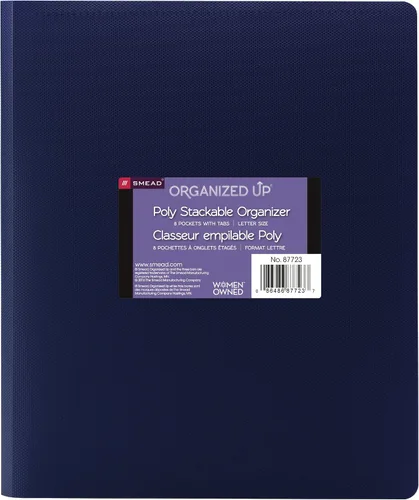Miniatura 2 de Smead Organized Up - Organizador de múltiples bolsillos, ocho bolsillos, tamaño carta, azul oscuro