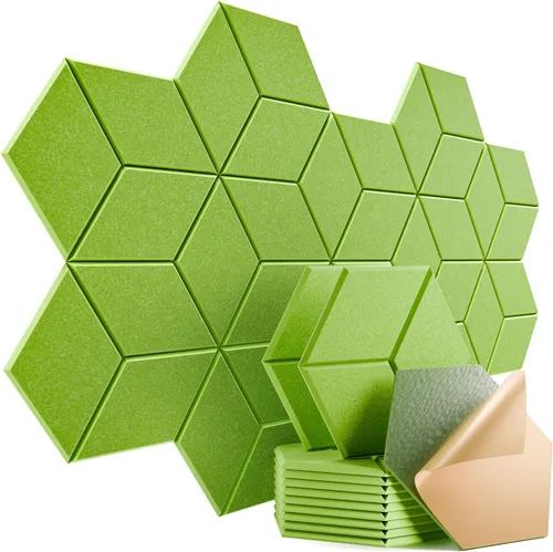 Miniatura 41 de Paquete de 12 paneles acústicos autoadhesivos de 12 x 10 x 0.4 pulgadas, paneles de espuma a prueba de sonido con alta densidad, diseño forrado