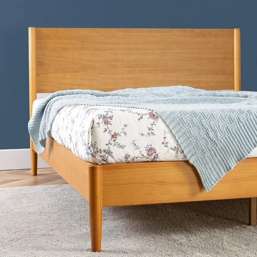 Miniatura 4 de Zinus Allen Marco de cama de plataforma de madera de mediados de siglo, base de madera maciza, soporte de listones de madera, no necesita somier