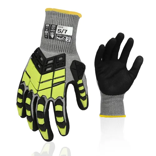 Miniatura 10 de 2 pares de guantes de trabajo de seguridad, guantes de impacto para hombres y mujeres, resistentes a los cortes, antideslizantes, de trabajo pesado