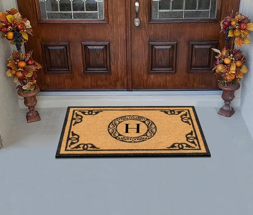 Miniatura 4 de A1HC - Felpudo con Monograma de Fibra de Coco Natural para Entrada Exterior, Tapetes Tratados Anti-Desprendimiento, Tapete de Entrada de Servicio