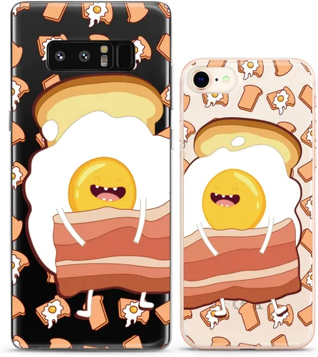 Miniatura 9 de Fundas a juego para parejas compatibles con iPhone 16 15 14 13 12 11 Pro Max Mini Xs X 6s 8 Plus 7+ Xr 10 SE 5 Huevos Regalo de tocino Regalo Mejor