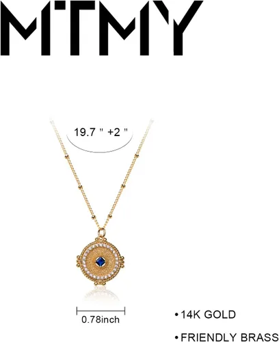Miniatura 4 de MTMY Collar de moneda de oro de 14 quilates, chapado en oro de 14 quilates, delicado collar con dije de moneda de oro para mujer, collar de disco