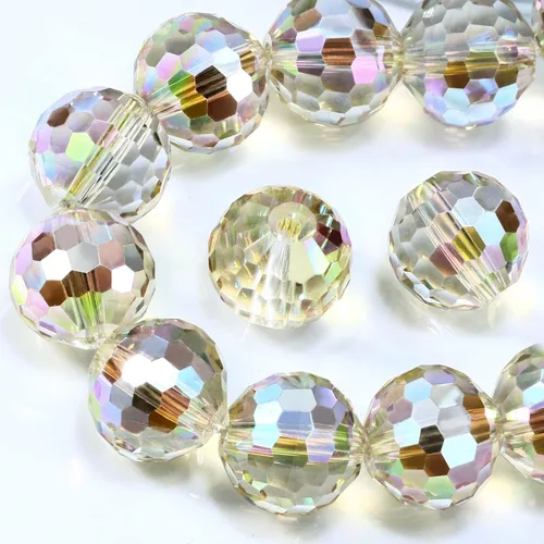 Miniatura 13 de Dowarm 150 PIEZAS Cuentas de cristal de vidrio redondas de 6 mm para hacer joyas, cuentas facetadas de cristal rondelle espaciadoras de color azul