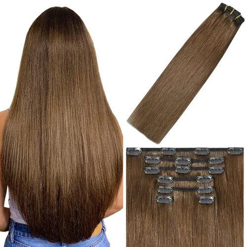 Miniatura 20 de WindTouch - Extensiones de cabello humano Remy con pinzas, color rubio decolorado combinado con balayage, para cabello rubio, 2.47 onzas, N.°