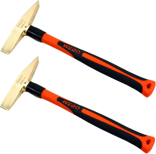 Miniatura 16 de WEDO Juego de martillo de soldadura de latón de 2 piezas, 5.29 oz+10.58 oz, mango de madera, martillo escalador, martillo astillado, forjado a