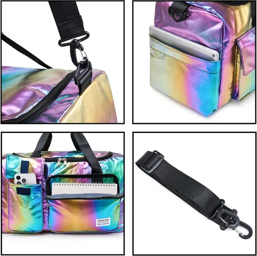 Miniatura 397 de Pequeña bolsa de gimnasio para mujer, bolsa de viaje con compartimento para zapatos