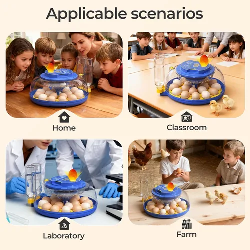 Miniatura 8 de 18 incubadoras de huevos para incubar huevos, vista de 360° con volteo automático de huevos y control de humedad, ovoscopio integrado para incubar
