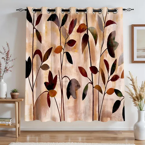 Miniatura 17 de SUBRTEX - Cortinas opacas de 52Wx63L, cortinas florales para oscurecer la habitación, cortinas de ventana aisladas térmicamente de 2 paneles
