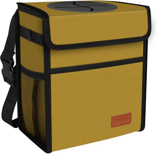 Miniatura 15 de Femuar Cubo de basura para automóvil a prueba de fugas con tapa, impermeable, para SUV, bolsa de basura plegable y portátil, color negro