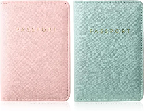 Miniatura 20 de 2 piezas de funda de pasaporte para viaje, impermeable, de cuero, cartera, libro de viaje, artículos esenciales para crucero para mujeres y hombres