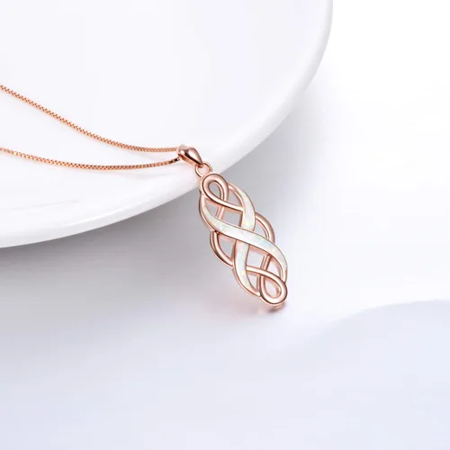 Miniatura 4 de YFN Collar con colgante de ópalo creado con nudo celta irlandés, collares negros de plata esterlina para mujeres y hombres de 18 pulgadas