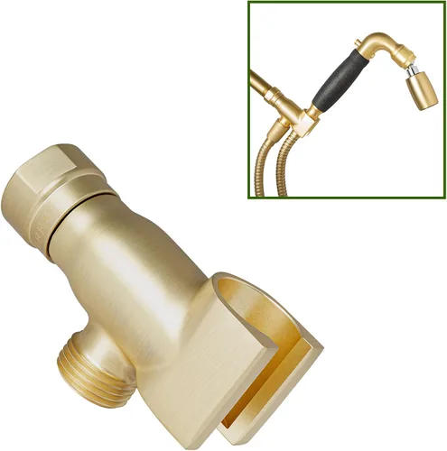 High Sierra® - Soporte para cabezal de ducha de mano sin plomo de metal, acabado dorado cepillado