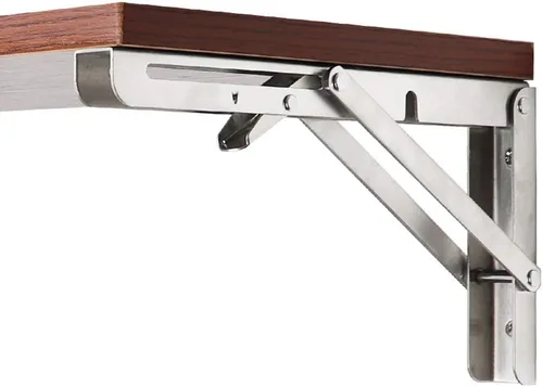 Miniatura 3 de Soportes de estante triangulares de acero inoxidable plegables de alta resistencia, soporte de estante montado en la pared para oficina en casa