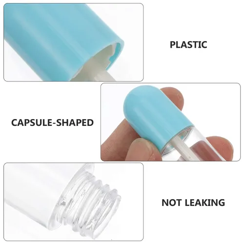 Miniatura 4 de Lurrose Paquete de 12 tubos vacíos de brillo de labios, mini recipientes portátiles recargables para bálsamo labial con inserciones de goma