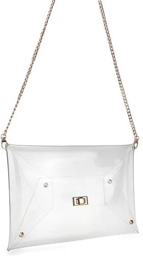 Miniatura 4 de HOXIS Bolso cruzado de PVC transparente de gran tamaño con cadena dorada para mujer