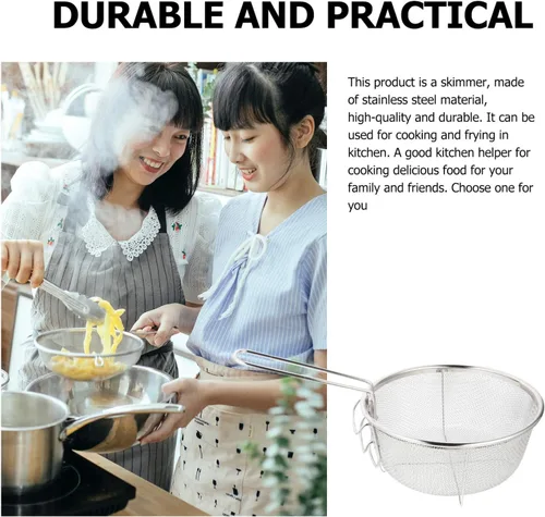 Miniatura 7 de DOITOOL Cesta de acero inoxidable para freír cesta redonda de malla de alambre con mango plegable para freír cocina