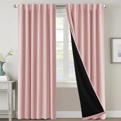 Miniatura 72 de H.VERSAILTEX Cortinas 100% opacas para dormitorio con forro negro, cortinas de oscurecimiento de habitación completa, con aislamiento térmico
