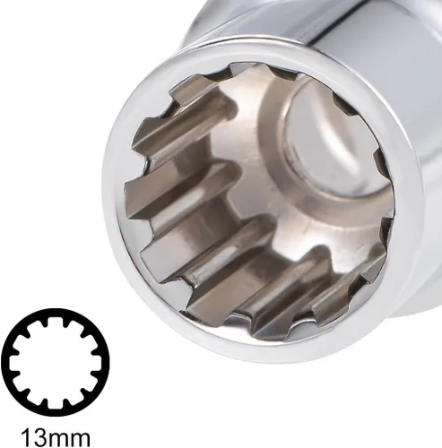 Miniatura 3 de uxcell 1/2-inch Drive E13 Universal Spline Socket poco profundo 12 puntos Cr-V Acero 2 Pcs