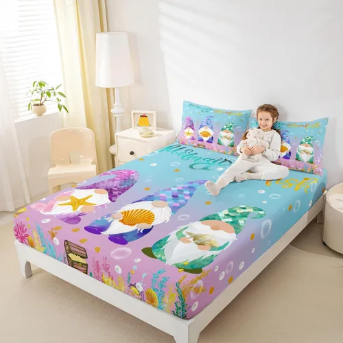 Miniatura 40 de Erosebridal Sábana bajera ajustable de Papá Noel con bolsillo profundo para niños, niñas y niños, juego de ropa de cama de Navidad para niños
