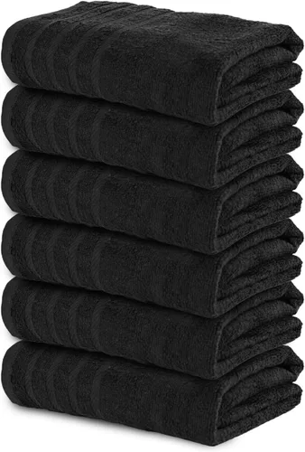 Miniatura 7 de Paquete de 6 toallas de baño negras (paquete de 6, 30 pulgadas de ancho x 60 pulgadas de largo, 30 pulgadas de ancho x 60 pulgadas de largo), toalla