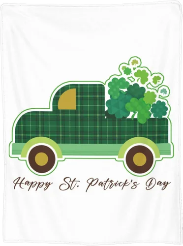 Miniatura 2 de Manta del día de San Patricio, manta decorativa de tréboles verdes irlandeses para primavera, 40 x 50 pulgadas, manta de franela suave para viajes