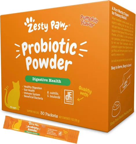 Zesty Paws Probióticos para Gatos - Complemento en Polvo para la Comida para la Digestión y el Soporte del Sistema Inmunológico del Bioma Felino -