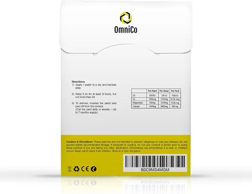 Miniatura 6 de OmniCo - Parches D3 + K2 + Calcio – Paquete de 30