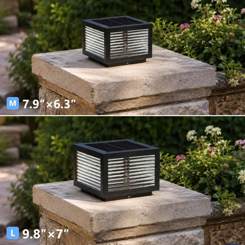 Miniatura 8 de Luz solar para exteriores, 7.9 pulgadas, acero inoxidable IP65, impermeable, lámpara de poste cuadrada, regulable, lámpara de columna de paisaje [M]