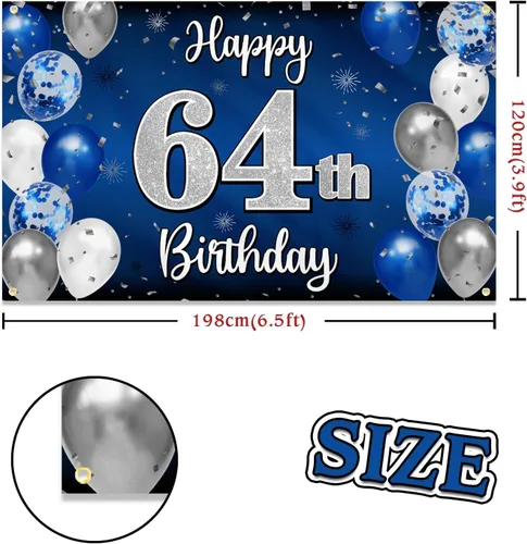 Miniatura 144 de Decoración de feliz cumpleaños 35, globo azul y plateado de 35 años, cartel grande de telón de fondo de cumpleaños, suministros para fiesta de 35th