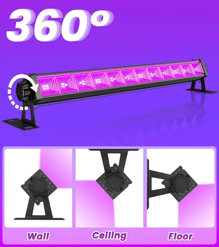 Miniatura 6 de Paquete de 2 barras de luz negra LED de 42W, luz negra con cable de 6 pies + interruptor + enchufe, suministros de fiesta de luces negras que