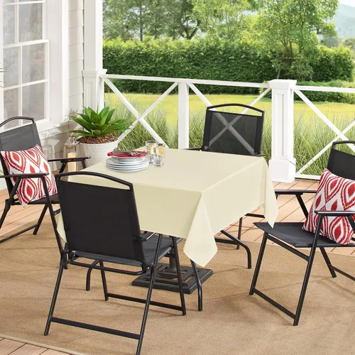 Miniatura 3 de Sancua Manteles cuadrados pequeños de 36x36 pulgadas - Mantel beige para mesas cuadradas o redondas, mantel de poliéster lavable para mesas