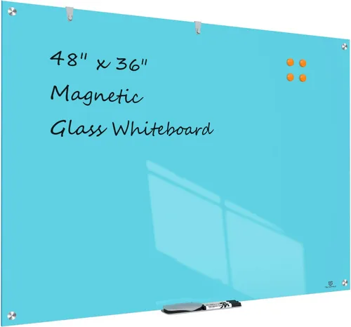 Miniatura 27 de TSJ OFFICE - Pizarrón de cristal calendario - 48 x 36 pulgadas, pizarra de borrado en seco para montar en la pared, planificador anual grande