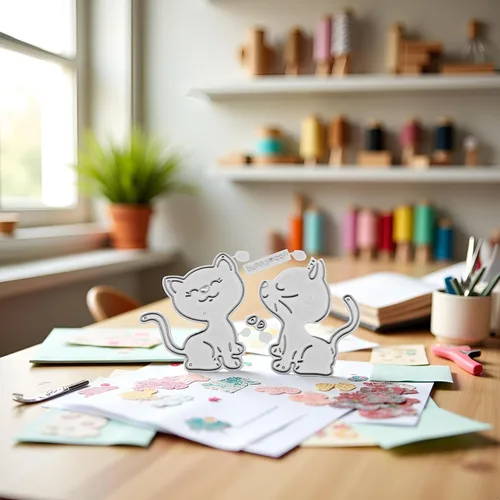 Miniatura 2 de Troqueles de corte de gatos para hacer tarjetas, plantillas de corte para álbumes de recortes, álbum de fotos, troqueles de papel decorativo