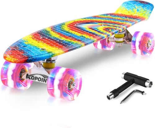 Miniatura 8 de Patinetas, Monopatín Completo de 56 cm, Mini Cruiser para Niños, Niñas, Adolescentes Principiantes con Ruedas de Luces Intermitentes Coloridas