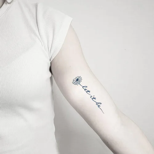 Miniatura 6 de Tatuaje temporal semipermanente para adultos, 2 hojas de palabras de flores, citas Let It Be pequeño, pequeño cuello de mano, calcomanías falsas