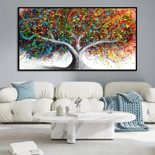 Miniatura 9 de BOHADIY Pintura de diamantes de imitación de árbol 5D, kits de pintura de diamantes de imitación para adultos, árbol colorido de bricolaje