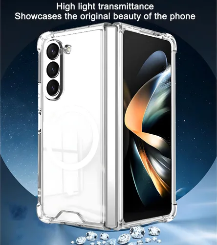 Miniatura 3 de Funda magnética transparente para Samsung Galaxy Z Fold 5 [compatible con accesorios MagSafe] Funda magnética delgada a prueba de golpes