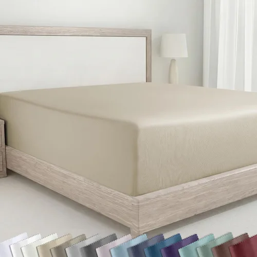 Miniatura 26 de California Design Den - Sábana bajera ajustada de algodón con bolsillo profundo, suave de 400 hilos, 100 % algodón satinado, ajuste ceñido, elástico