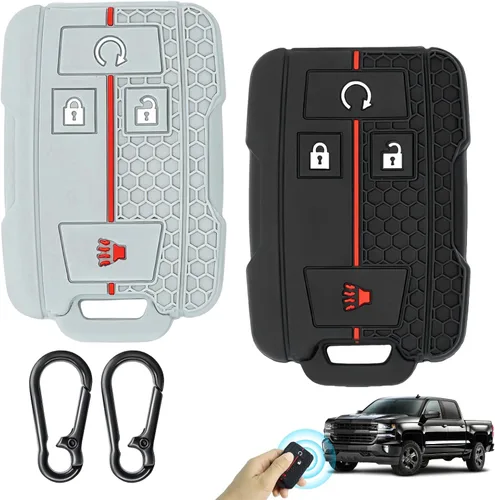 Miniatura 12 de 2 Pcs Silicone 4-Button Smart Key Fob Cover Compatible with 2014-2019 Chevrolet Colorado Silverado Suburban Tahoe and GMC Canyon Sierra Yukon, Car